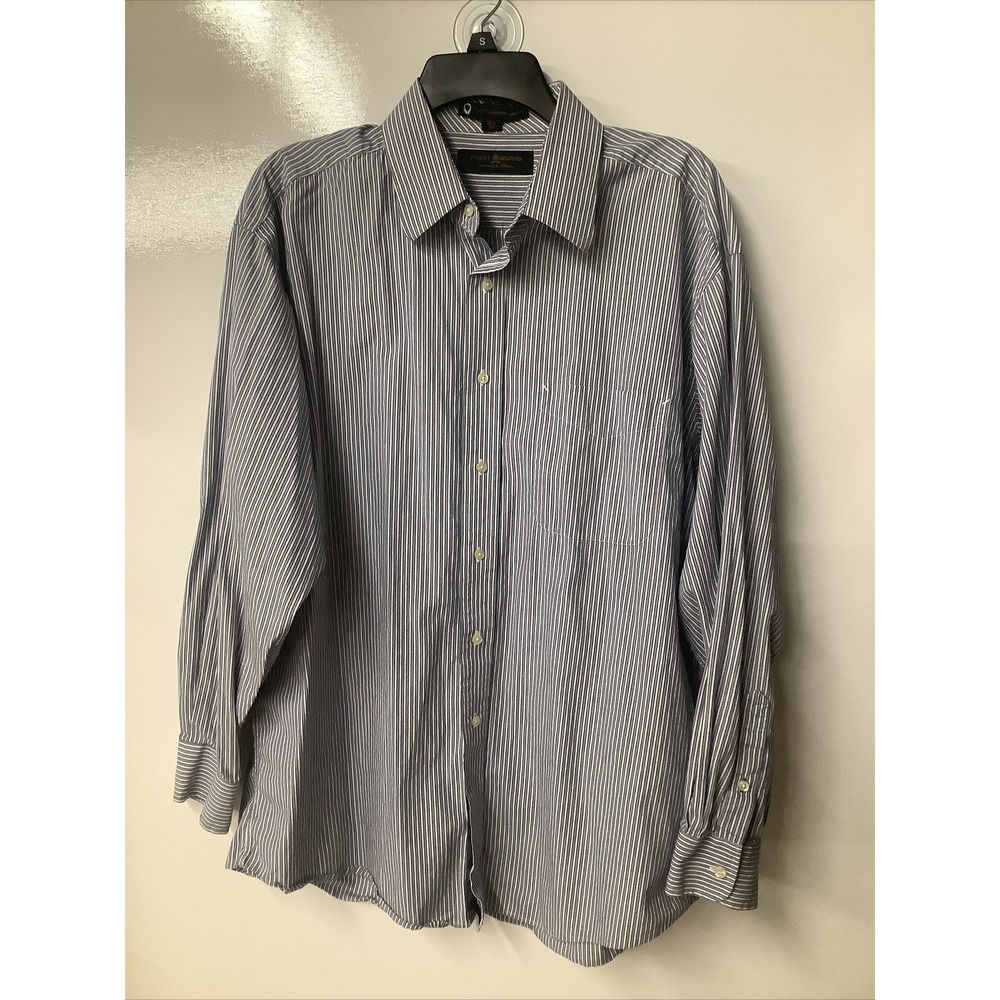 Tommy Hilfiger Blue Striped (Size 16.5/34) Button Down Shirt Long Sleeve TLC